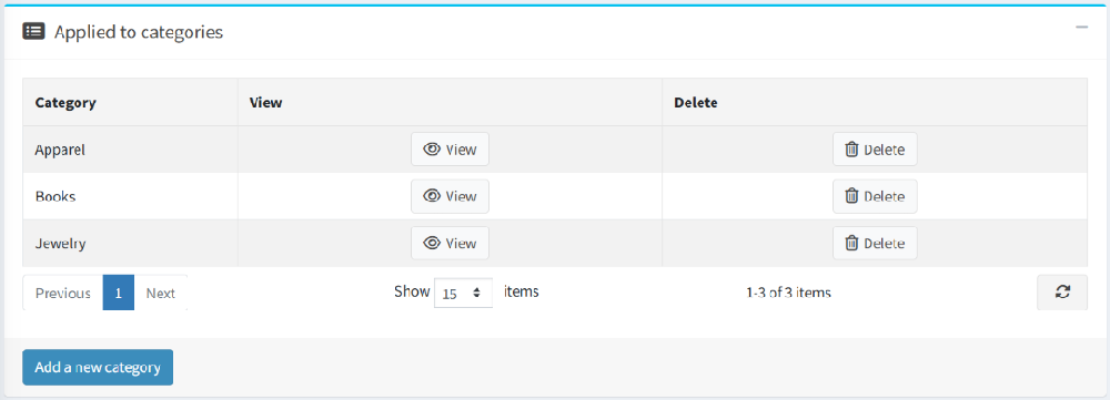 Product offers add categories with offer